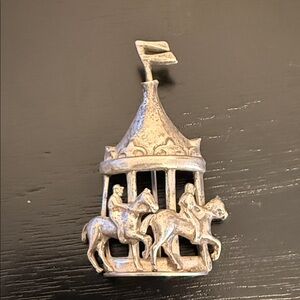 Vintage Lang Sterling Silver Carousel Brooch